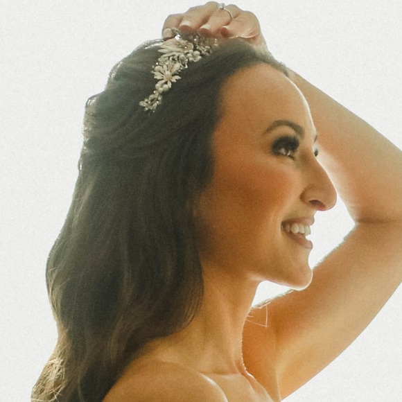 Bel Aire Bridal Statement gold/copper/rhinestone Tiara - Picture 12 of 13